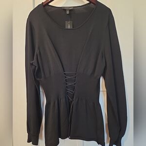 NWT Lane Bryant 18/20 Black Corset Long Sleeve Women’s  Top Reg $69.00